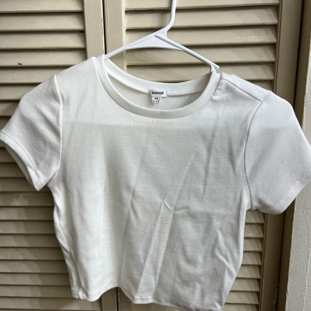 White Ribbed Crop Top
